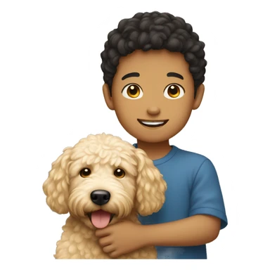 Asian boy with golden doodle sticker