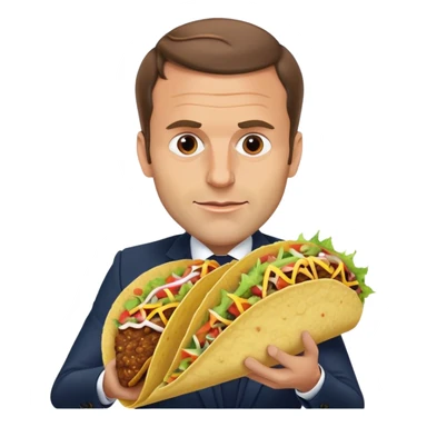 Macron en train de manger un tacos xxl double viande sticker