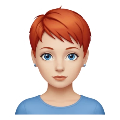 27 year old white woman, red hair, pixie cut, blue eyes sticker