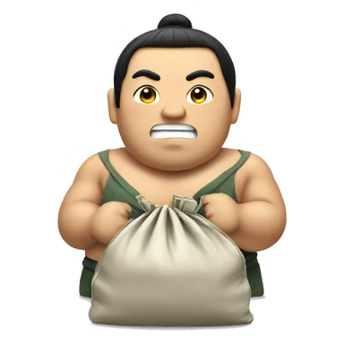 Sumo wrestler holding a bag of money sticker