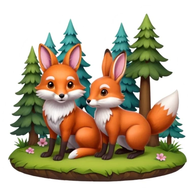 fox and rabbit sticker