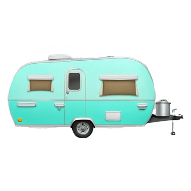 Realistic isolated tiffany blue camping trailer sticker