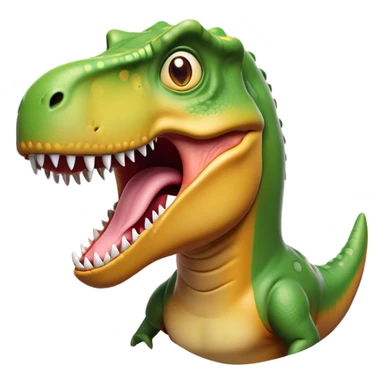Cinematic Comical T-rex Portrait Emoji, Head tilted dramatically with an exaggeratedly shocked expression, featuring its iconic massive head, tiny comically expressive arms, and wide, playful eyes full of humorous disbelief, Simplified yet hilariously expressive features, highly detailed, glowing with a slightly sassy prehistoric glow, high shine, dramatic yet playful, stylized with an air of cheeky dinosaur mischief, soft glowing outline, capturing the essence of a meme-worthy T-rex that looks ready to side-eye its way into viral fame! sticker