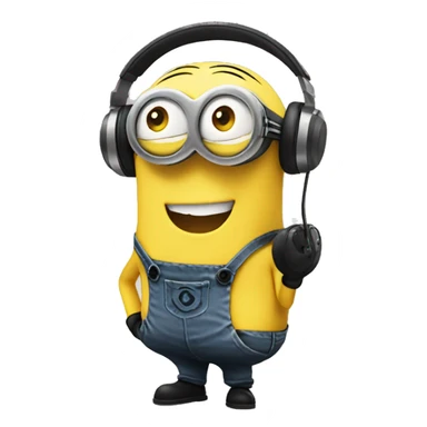minions wearing headphone partying and smiling sticker