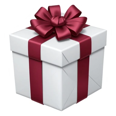 Maroon gift box with white wrapping sticker
