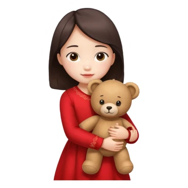 Little chinese girl – hugging a teddy bear.
 sticker