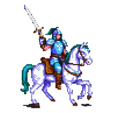retro fantasy warrior riding a horse with sword raised sticker