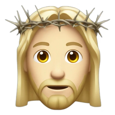 blond white jesus christ with crown of thorns sticker