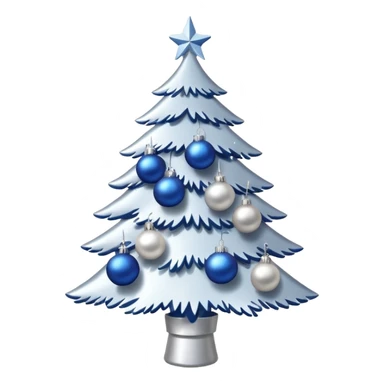 White christmas tree withe blue and silver decoration sticker