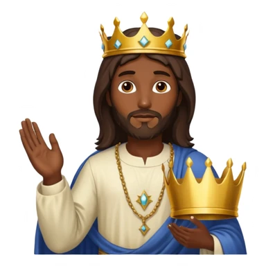 Dark skin Jesus Christ holding a crown in hand sticker