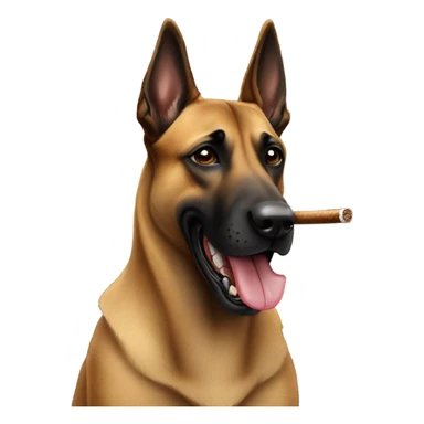 Tough Belgian malinois smoking a cigar  sticker