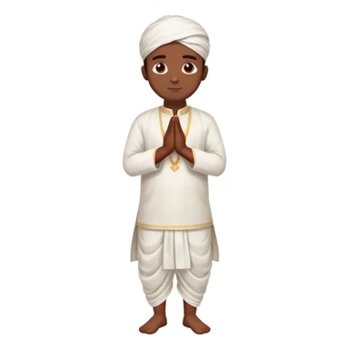 Full body Bengali man wearing traditional red kurti and white dhoti with hands joined in prayer position sticker