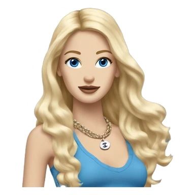 Long Blonde hair Chanel white Girl blue eyes with Birkin bag and Chanel necklace sticker