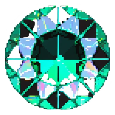 round cut emerald gemstone with vibrant green color and holographic sparkle effect sticker