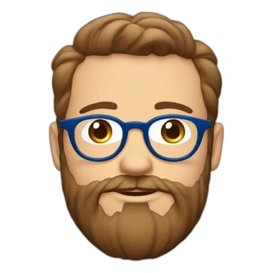 cara de hombre blanco con barba blanca, lentes azules redondos, cejas café intenso, sorprendido sticker