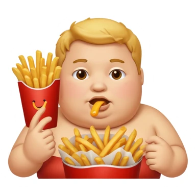 Fat person with French fries sticker