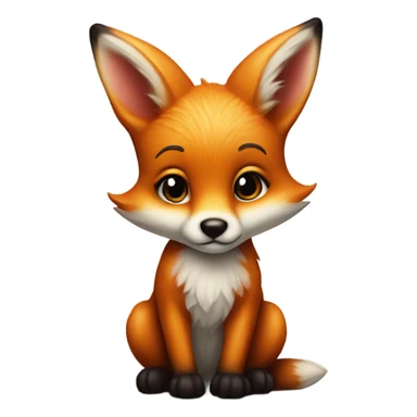 Detailled and photorealistic Baby fox with a big heart sticker