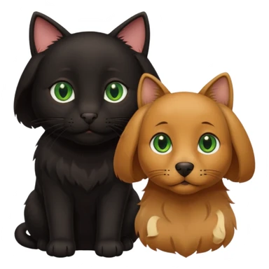 one black cat with brown eyes  and one big brown retriever with green eyes  sticker