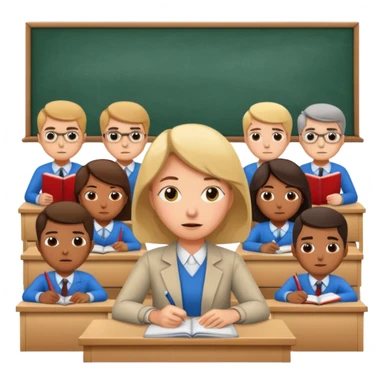 exhausted teacher in a bustling classroom sticker