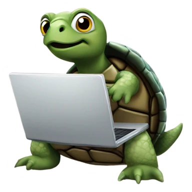 turtle with laptop and hacking sticker