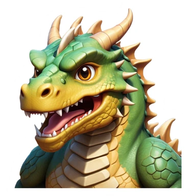 Cinematic Comical Giant Rock Dragon Portrait Emoji, Head tilted dramatically with an exaggeratedly amused expression, featuring a striking, chiseled body with bold stone textures and wide, expressive eyes brimming with playful geologic mischief; rendered with vivid, lifelike detail and dynamic, natural shadows, high shine, dramatic yet humorous, styled with an air of cheeky ancient solidity, soft glowing outline, capturing the essence of a spirited and over‐the‐top stone giant that looks ready to rumble with timeless mirth! sticker