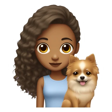 Mixed race girl with Pomeranian sticker