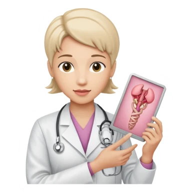  androgynous radiologist holding an image of the uterus sticker