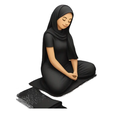 muslim woman praying on a praying carpet with a black abaya on sticker