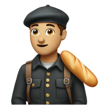 cute french person beret and baguette sticker