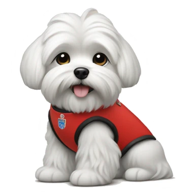 Maltese wearing a red service dog vest  sticker