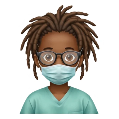 african kid with dreads and glasses and 
surgical mask sticker