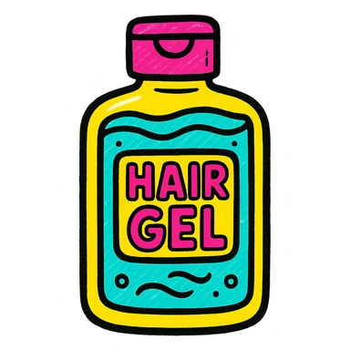 a bottle of hair gel in a vibrant pop style sticker