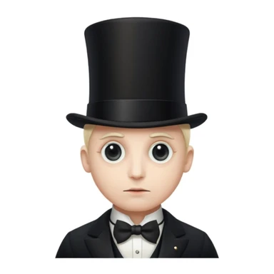 shadowy emoji-style elite figure wearing sharp suit, monocle, and top hat, discreet all-seeing eye pin, exuding confidence and mystery, dark exclusive background sticker