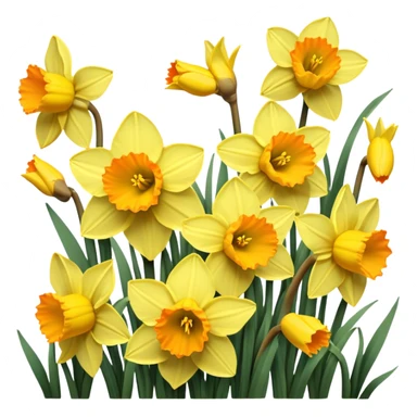 Bright yellow daffodils in full bloom with delicate brown butterflies fluttering around. Warm sunlight enhances the earthy and golden hues, creating a cozy, vintage feel. sticker