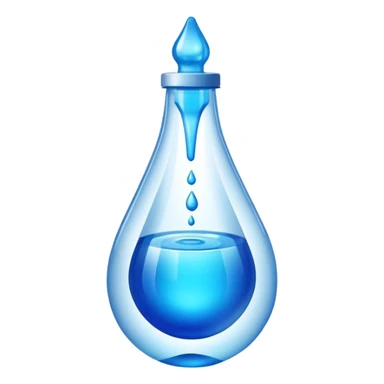 "Abstract logo symbol representing plastic blow molding, a drop of blue liquid plastic transforming into a solid bottle shape, futuristic, metallic texture, blue and silver gradient, white background, high definition app icon." sticker