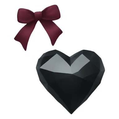 crystal black heart wrapped in a burgundy bow sticker