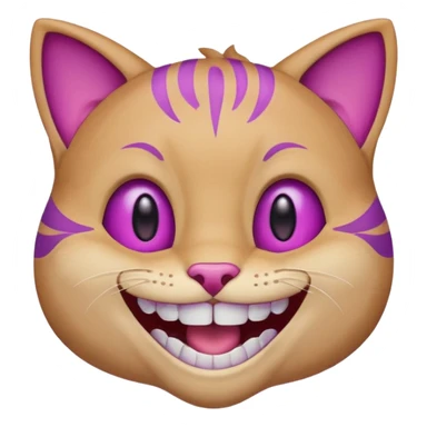 White cat wide mouth happy smiling with teeth showing, very light pink inner ears, magenta purple eyes, looks like discord's :smiley_cat: emoji, male looking sticker