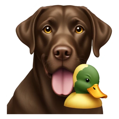 Chocolate Labrador with a camouflage duck in his mouth sticker