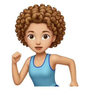  curly 
updo hair brown hair girl running sticker