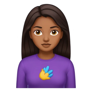 create an emoji, brown long sleeves, for women, now human sticker
