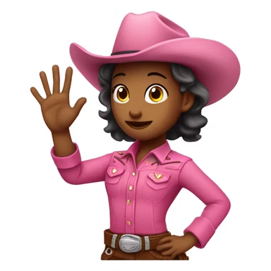 Pink cowboy girl make ok sign with raised hand sticker