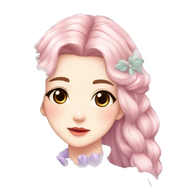 gorgeous pretty attractive anime lady beautiful hair with gorgeous dress fairycore cottagecore pastelcore detailed high quality trending VOGUE aesthetic head and bust sticker sticker