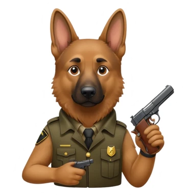 German shepherd with a pistol  sticker