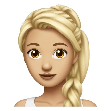 stunningly beautiful blonde girl with high ponytail, curtain bangs and brown eyes sticker