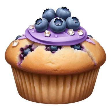 Lavender flower sprig muffin with berries and crystallized sugar sticker