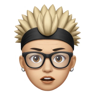extreme mohawk person face headband glassess excessive makeup sticker