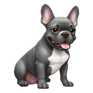 smiling dark grey french bulldog sticker