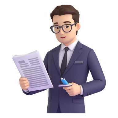 professional male accountant in suit reviewing documents sticker
