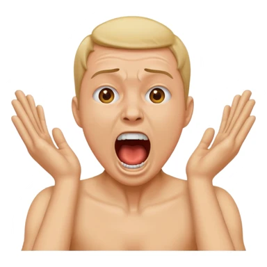 Can you make an emoji of a person putting both their hands on their neck and making a screaming face? sticker