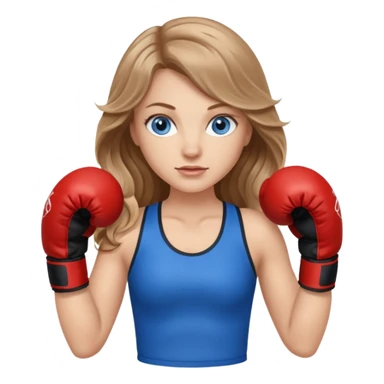 White Girl with light brown wavy long hair and blue eyes who likes boxing sticker